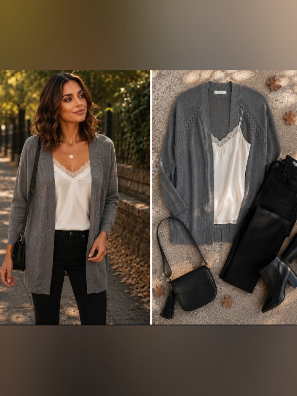 89th + Madison Gray Longline Open Front Braided Detail Cardigan Sweater M Soft